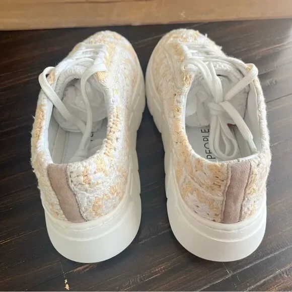 FREE PEOPLE Catch Me If You Can Crochet Platform Sneaker in Natural Size 9.5 NEW - Picture 10 of 15